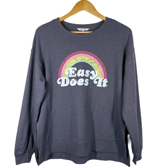 Wildfox Easy Does It Rainbow Graphic Sweatshirt Gray M - Picture 1 of 7